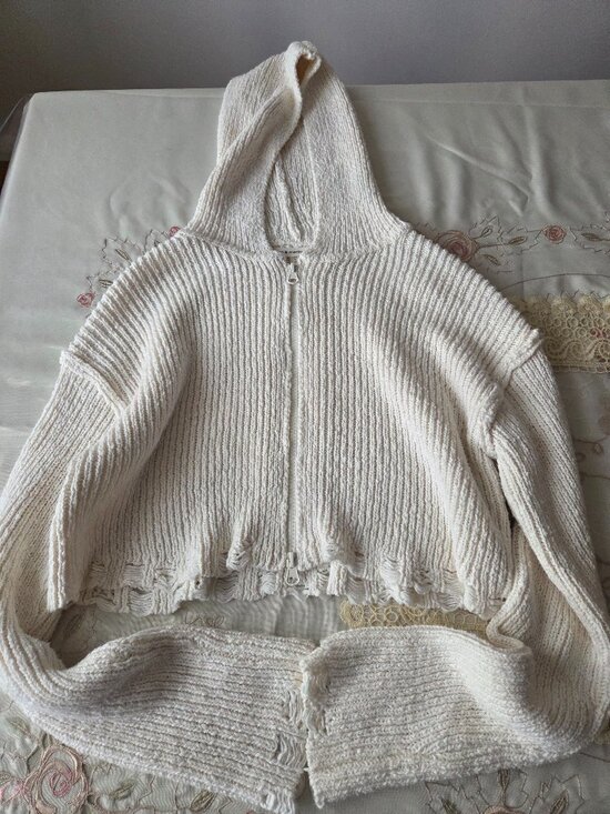 moon & madison Sweaters - Moon and Madison White Cropped Zip Up Sweater